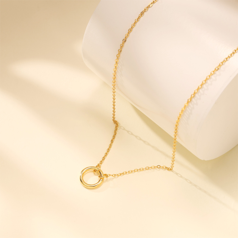 Women's 925 Sterling Silver Circle Design Necklace, Minimalist Style